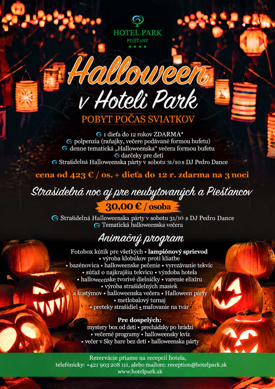 Halloweenska noc v Hoteli Park