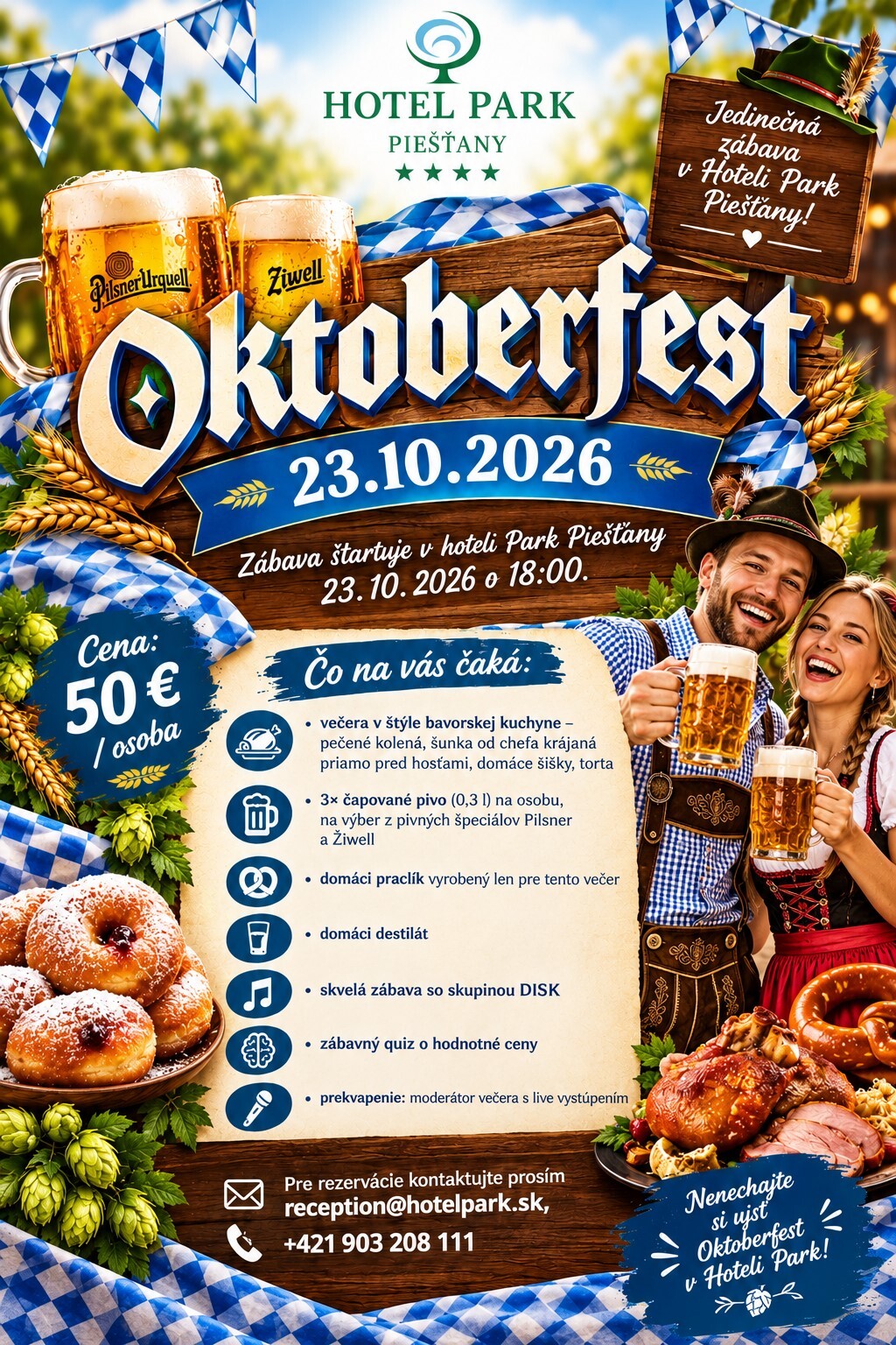 Oktoberfest v Hoteli Park Piestany 23 10 2026
