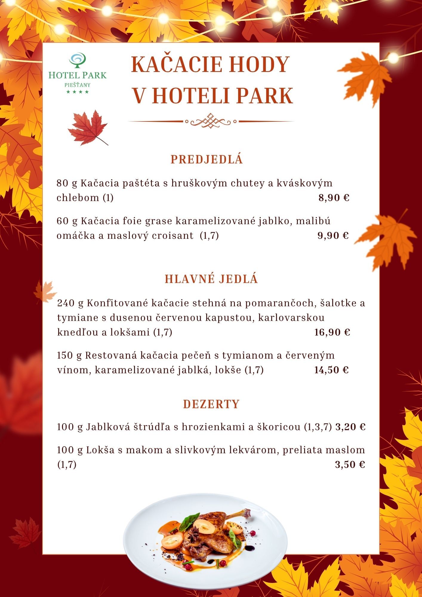 Kacacie menu Kacacie menu