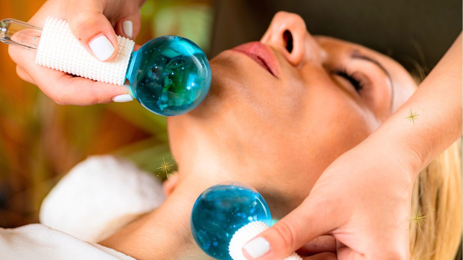 Masáž tváre ľadovými guľami